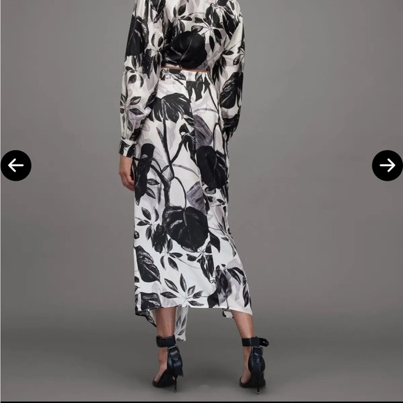 ALL SAINTS Carla Silk Blend Jackie Midi Skirt - Picture 4 of 9
